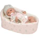 ARIAS - Bebè EVA cm.40 in CULLA Rosa e Grigio PIANGENTE